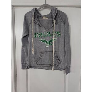 Philadelphia Eagles Burnout Hoodie Sweatshirt women's size‎ small gray retro
